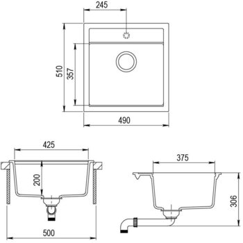 Bergström Granit Spüle Küchenspüle Einbauspüle Spülbecken 490x500mm Beige – Hitzebeständigkeit und Chemikalienresistenz