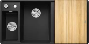 Blanco Axia III 6 S-F mit Exzenterbet&auml;tigung Becken links schwarz (525853)