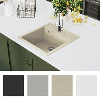 vidaXL Granitsp&uuml;le Einzelbecken Beige