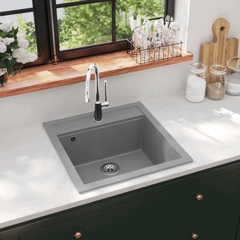 vidaXL Granitsp&uuml;le Einzelbecken 49 cm grau