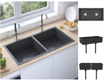 vidaXL Handgemachte Einbausp&uuml;le Edelstahl 86,5 x 44 x 20 cm schwarz (51523)