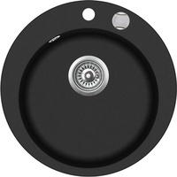 Quellmalz Victory Rundbecken Granitspüle W-Turn, black, Restebecken, Excenter, 45cm