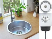 vidaXL Einbausp&uuml;le mit Sieb und Siphon Edelstahl