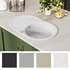 vidaXL Granitspüle Einzelbecken oval weiß