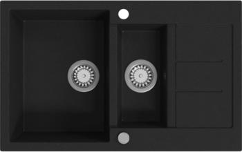 vidaXL Granitsp&uuml;le Doppelbecken 80 cm schwarz