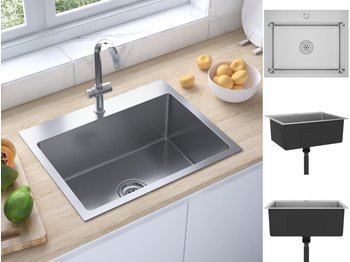 vidaXL Handgemachte Einbausp&uuml;le Edelstahl 55 x 44 x 20 cm silber (51510)