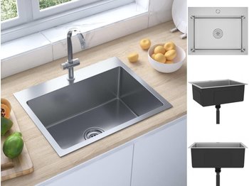 vidaXL Kitchen Sink Stainless Steel 59 x 44 x 20 cm silver (51512)