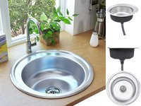 vidaXL Einbausp&uuml;le mit Sieb und Siphon Edelstahl