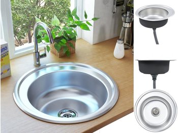 vidaXL Kitchen Sink with Strainer and Trap Stainless Steel (145071)