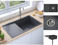 vidaXL Handgemachte Einbausp&uuml;le Schwarz Edelstahl