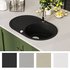 vidaXL Granitspüle Einzelbecken oval schwarz