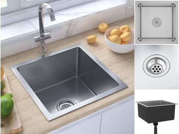 vidaXL Handmade Kitchen Sink Stainless Steel (51500) silver