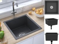 vidaXL Handgemachte Einbausp&uuml;le Schwarz Edelstahl