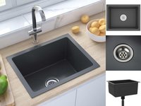 vidaXL Handgemachte Einbausp&uuml;le Schwarz Edelstahl