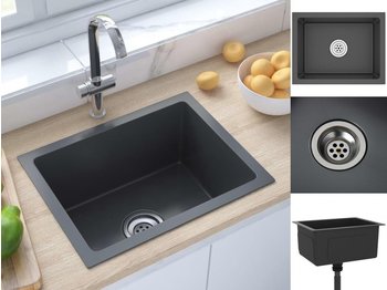 vidaXL Handmade Kitchen Sink Stainless Steel 44 x 34 x 20 cm black (51507)