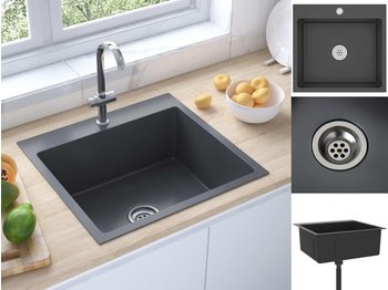 vidaXL Handmade kitchen sink stainless steel 53 x 50 x 20 cm black (51509)