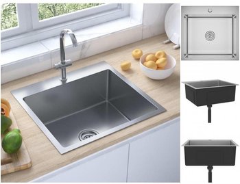 vidaXL Handmade kitchen sink stainless steel 53 x 50 x 20 cm silver (51508)