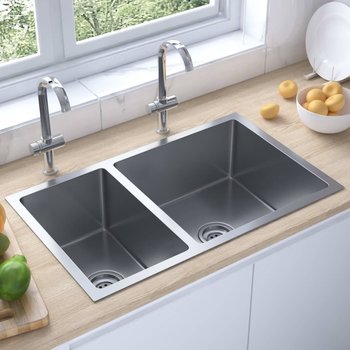 vidaXL Kitchen sink stainless steel 71,5 x 44 x 20 cm silver (51561)