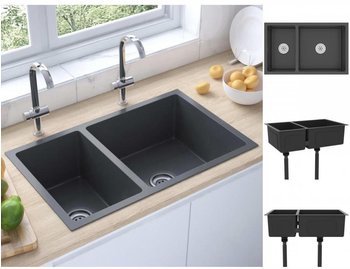vidaXL Kitchen sink stainless steel 71,5 x 44 x 20 cm black (51562)
