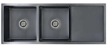 vidaXL Handmade kitchen sink with strainer stainless steel black (145087)