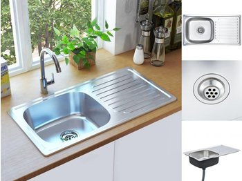 vidaXL Kitchen Sink with Strainer and Trap Stainless Steel (145073)