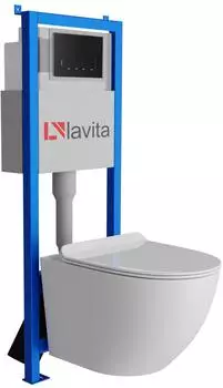 Lavita SOFI SLIM Wand-WC Komplettset spülrandlos, weiß/schwarz (158761)