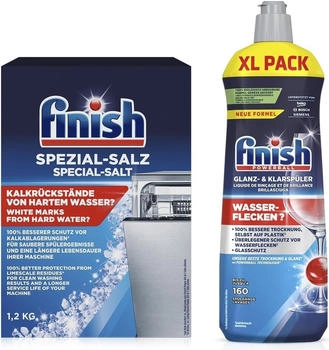 Calgonit Finish Spülmaschinenpflege SET, Klarspüler 800ml & Spezial Salz 1,2 Kg