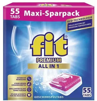 Fit Geschirrspül-Tabs »Premium All in 1« 55 Stück pink
