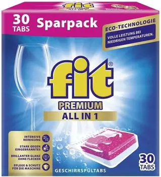 Fit Geschirrspül-Tabs »Premium All in 1« 30 Stück pink