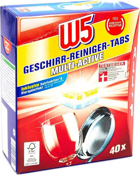 W5 Geschirr-Reiniger-Tabs Multi-Active All in 1