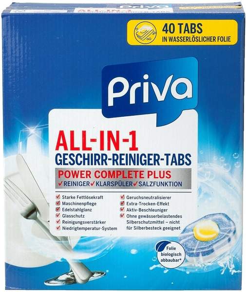 Ja All In 1 Geschirr Reiniger Tabs Priva All-in-1 Geschirr-Reiniger-Tabs Power Complete Plus Test - 79/100