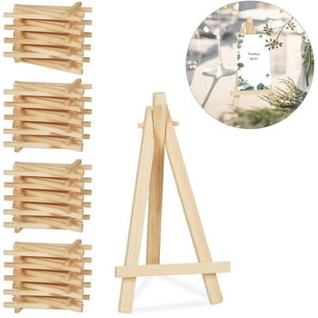 Relaxdays 40 x Staffelei klein aus Holz Hellbraun