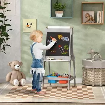 AIYAPLAY 3-in-1 Kindertafel doppelseitige Kinder Staffelei mit Kreidetafel