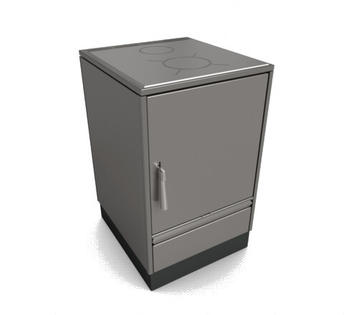 Glutos HH 02 S 5,5 kW Stahlkochfeld Scharnier rechts metallic