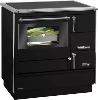 Justus Linz Holzherd 7 kW Schwarz Chrom, links (1991-11)