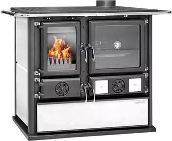 Heathus Festbrennstoffherd Cook Premium 8,9 kW Perl White / schwarz