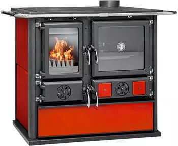 Heathus Festbrennstoffherd Cook Premium 8,9 kW Bordeaux / schwarz