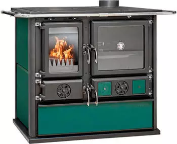Heathus Festbrennstoffherd Cook Premium 8,9 kW Green Pepper / schwarz