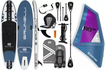 Brunelli 10.8 Windsurf Woven Double Layer iSUP Board aufblasbar (WIND-10-8-WOVEN-B-KS-KP-L-BLAU-iRIG-M-BLAU)