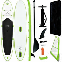 vidaXL Aufblasbares SUP-Board mit Segel Set Gr&uuml;n und Wei&szlig;