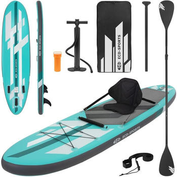 ECD Germany Inflatable Stand Up Paddle Board with Kayak Seat turquoise 12'6''