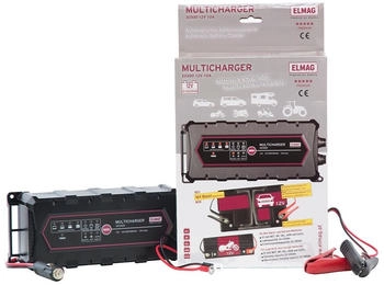 ELMAG MULTICHARGER 20300 12 V 10 A Nass- Gel- AGM- & Ca/Ca-Batterien inkl. Kabel-Set & Bordnetzstecker (56034)