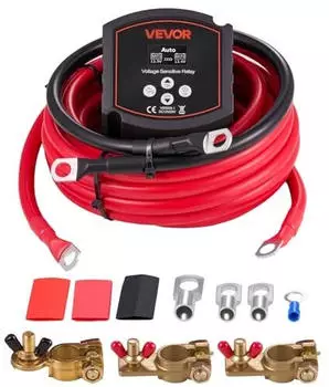 VEVOR Doppelbatterie-Trennrelais Kit VSR 12V 300A 33.6mm&sup2; (2AWG) mit Voltmeter, LCD-Bildschirm