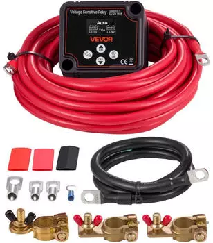 VEVOR Doppelbatterie-Trennrelais Kit VSR 12V 140A mit Voltmeter, LCD-Bildschirm (6 AWG)