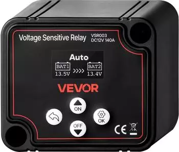 VEVOR Trennrelais 12V 140A Doppelbatterie-Isolator mit LCD-Bildschirm