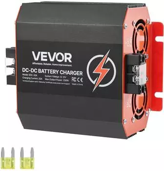 VEVOR DC/DC-Ladeger&auml;t 12V 20A 250W f&uuml;r Blei-S&auml;ure, Lithium, AGM, GEL (SDC-20A)