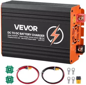 VEVOR DC-DC Ladebooster mit MPPT 650W 50A, LiFePO4/Bleiakku, 12V/24V