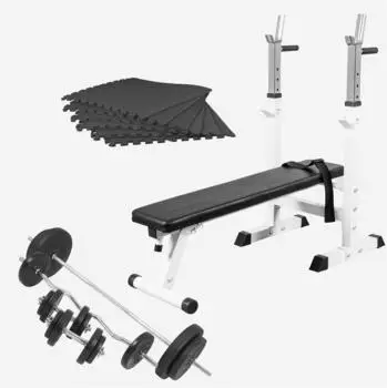 Gorilla Sports Hantelbank mit Gewichten (101285-00022-0048) wei&szlig;