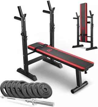 Hop-Sport Gusseisen Hantelset 39 kg mit Hantelbank HS-1080