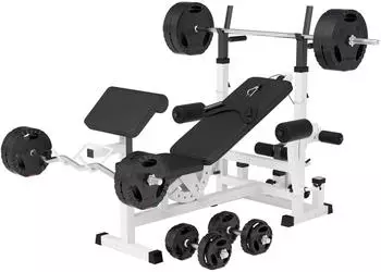 Gorilla Sports Hantelbank Multifunktion mit 100kg Hantelset, verstellbar (101258-00022-0048)